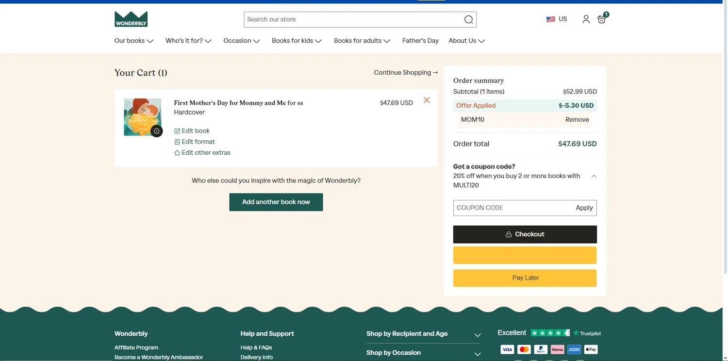 How to apply Wonderbly coupon code